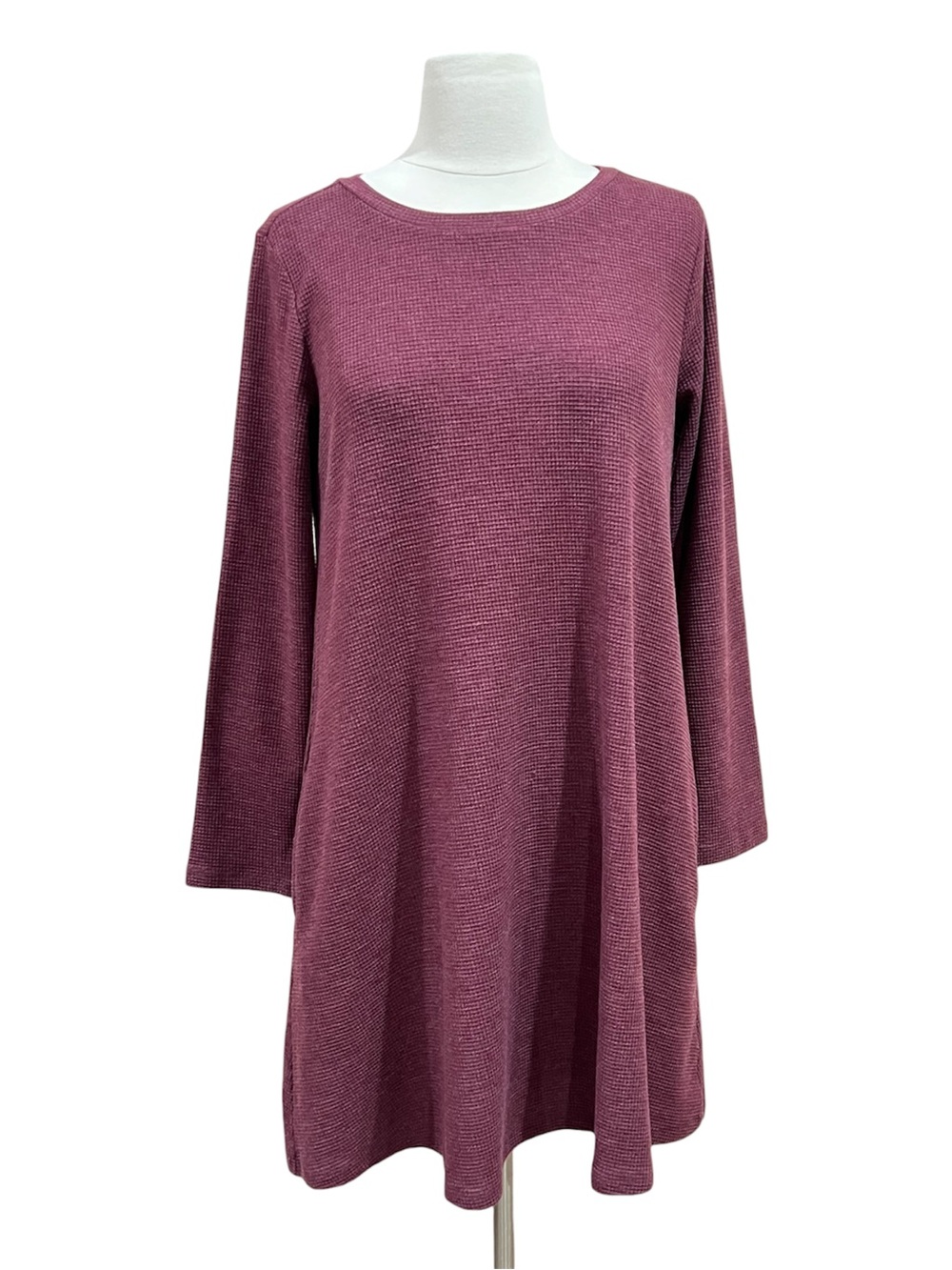 Toad&Co Maroon Waffle Knit Swing Dress Size Medium - Picture 11 of 12